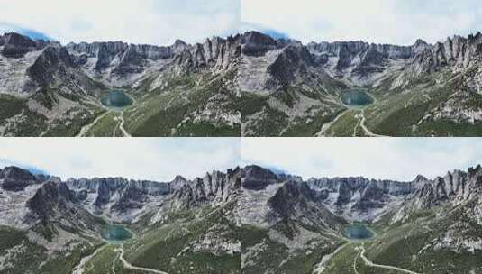 蓝天白云下莲宝叶则山谷中的扎尕尔错湖高清在线视频素材下载