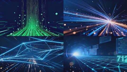 蓝色光线粒子动态背景素材高清在线视频素材下载