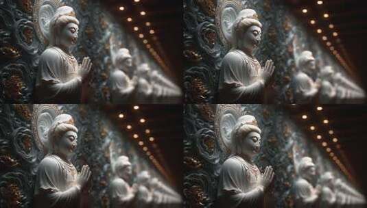 肃穆庄严的观音菩萨佛像令人心生敬畏高清在线视频素材下载