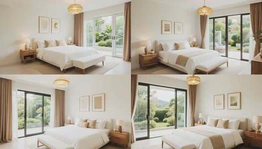 现代简约风格卧室室内场景高清在线视频素材下载