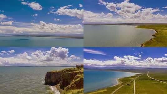 青海湖断崖风光延时高清在线视频素材下载