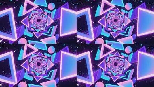 几何建筑空间抽象艺术浪漫梦幻霓虹隧道4K高清在线视频素材下载