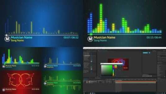 音乐可视化音波综艺素材包AE模板高清AE视频素材下载