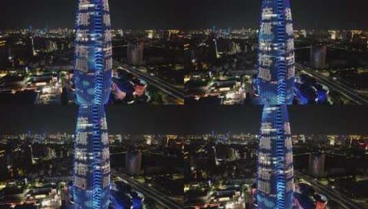 浙江宁波城市夜景灯光航拍高清在线视频素材下载