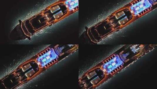 夜间海上照明游船高清在线视频素材下载