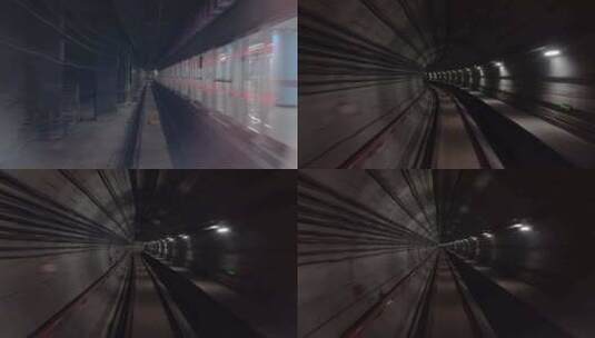 地铁通过隧道 后视倒退镜头高清在线视频素材下载