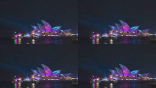悉尼歌剧院夜景高清在线视频素材下载