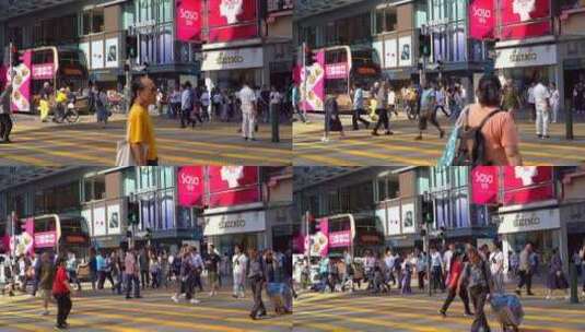 香港路口行人街景高清在线视频素材下载