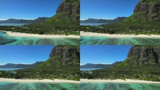 航拍毛里求斯海边沙滩度假村高清在线视频素材下载