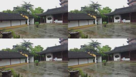 古建筑下雨素材苏州北寺塔实拍高清在线视频素材下载