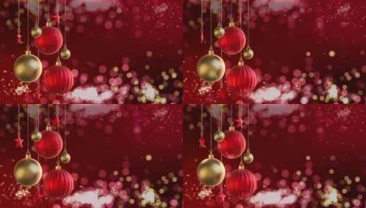 红色背景圣诞节装饰动画高清在线视频素材下载