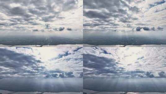 航拍平原云层丁达尔效应光影延时摄影高清在线视频素材下载