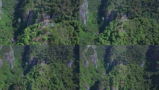 航拍森林瀑布生态高山流水自然景观高清在线视频素材下载