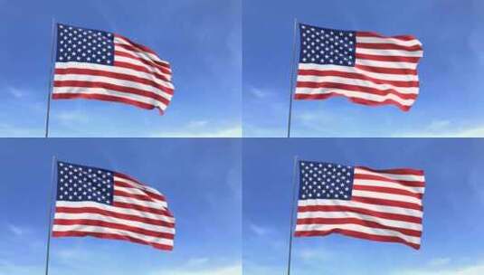 美国国旗蓝天高清在线视频素材下载
