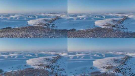 呼伦贝尔森林草原寒冬风景雪原风光高清在线视频素材下载