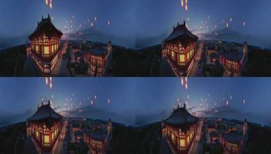 古代城市夜景唐代古城古建筑高清在线视频素材下载
