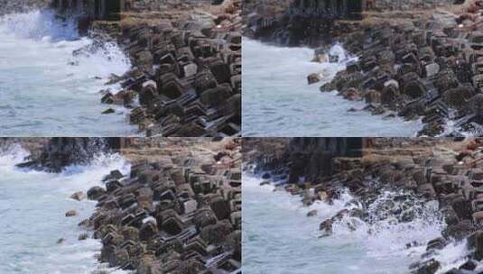 海浪浪花拍打海岸高清在线视频素材下载