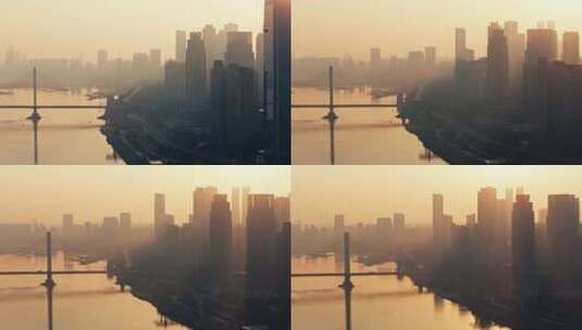 江西南昌城市建筑风光赣江八一大桥航拍高清在线视频素材下载