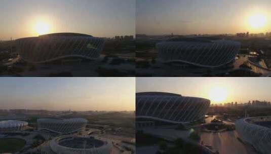 航拍武汉企业天地网球场高清在线视频素材下载