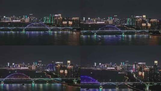杭州复兴大桥夜景航拍高清在线视频素材下载