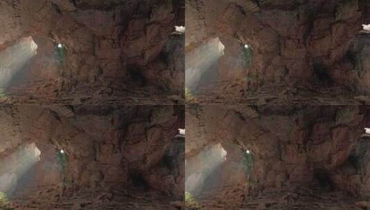 充满岩石和水的洞穴高清在线视频素材下载