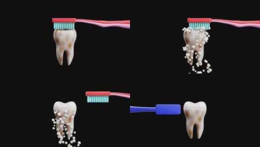 刷牙牙齿三维动画高清在线视频素材下载