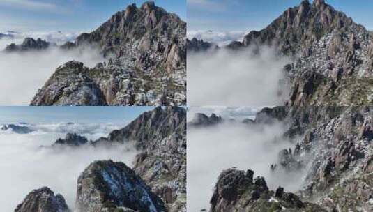 世界地质公园江西三清山冬天雪景风光航拍高清在线视频素材下载