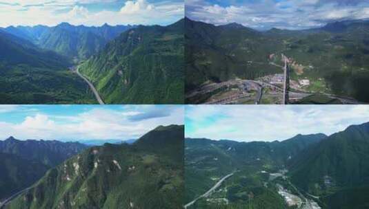 航拍大山里的高速公路高架桥合集高清在线视频素材下载