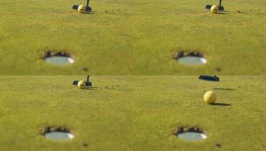 高尔夫球进洞高清在线视频素材下载