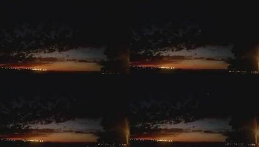 机场灯光和起飞的飞机高清在线视频素材下载