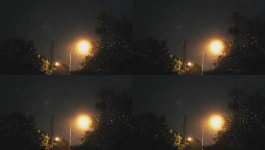雨天户外的明亮路灯高清在线视频素材下载
