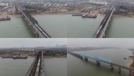 南昌铁路大桥高清4K航拍高清在线视频素材下载