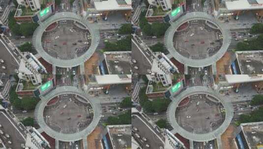 航拍城市人行天桥交通高清在线视频素材下载
