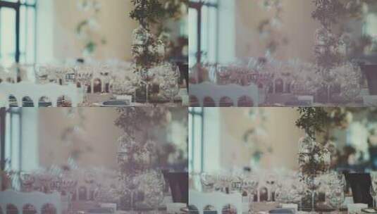 豪华婚宴的装饰餐桌高清在线视频素材下载