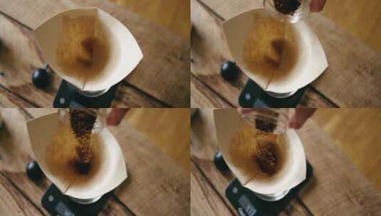 咖啡被洒在滤纸上高清在线视频素材下载