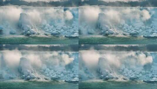 尼亚加拉大瀑布冒白雾视频高清在线视频素材下载