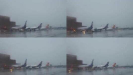 模糊的雨天机场高清在线视频素材下载