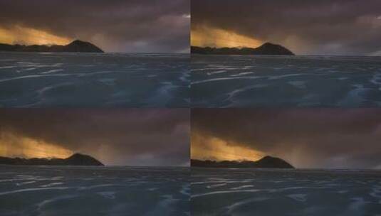 日落时分海滩上的雨云高清在线视频素材下载