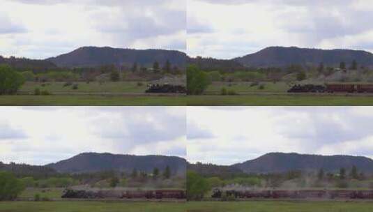 坎布雷斯和托尔特克蒸汽火车穿过查马新墨西哥州附近的科罗拉多山高清在线视频素材下载