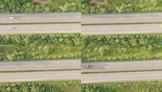 俯拍高速公路车辆行驶高清在线视频素材下载
