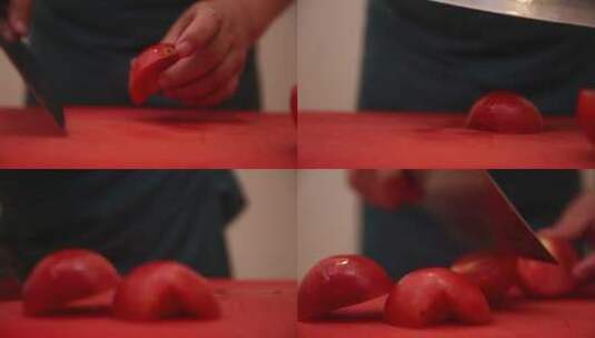 厨师切西红柿高清在线视频素材下载