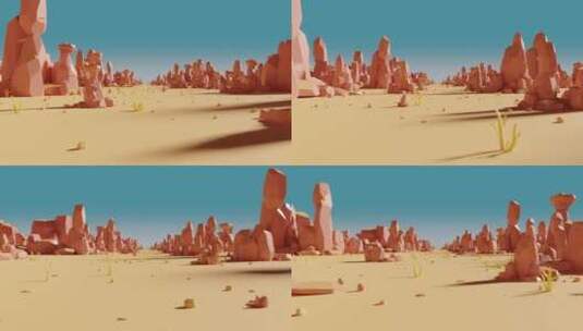 荒野与岩石背景循环动画3D渲染高清在线视频素材下载