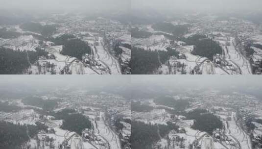 航拍山村雪景高清在线视频素材下载