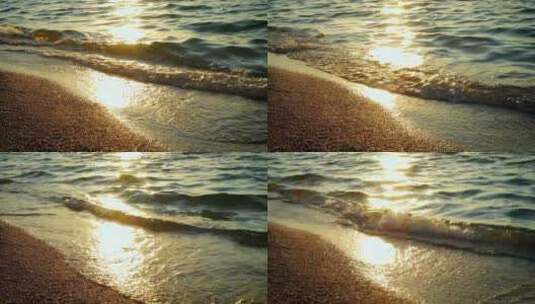 海滩上的太阳反射和柔和的波浪高清在线视频素材下载