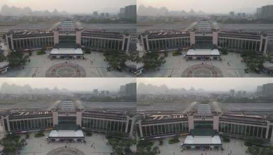 航拍广西桂林火车站高清在线视频素材下载