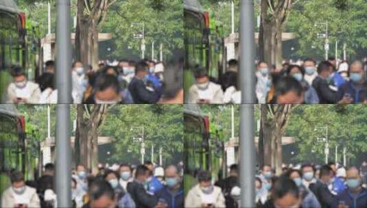 北京cbd商务区早晨大量上班族人流攒动高清在线视频素材下载