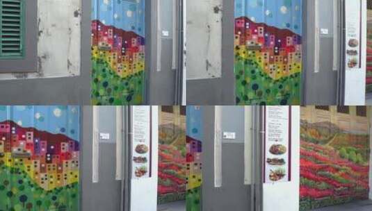 房屋门上的城市艺术高清在线视频素材下载