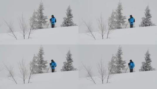 一位摄影师在雪地里的时间流逝高清在线视频素材下载