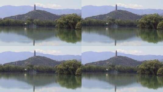 北京颐和园昆明湖中的玉泉山倒影高清在线视频素材下载
