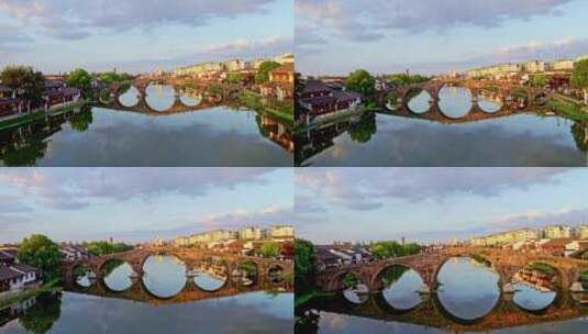 京杭大运河杭州广济桥高清在线视频素材下载